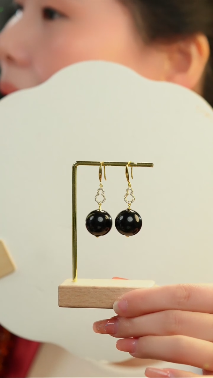 【闪购商品】琥珀耳饰银S925镶嵌17+翳珀耳坠