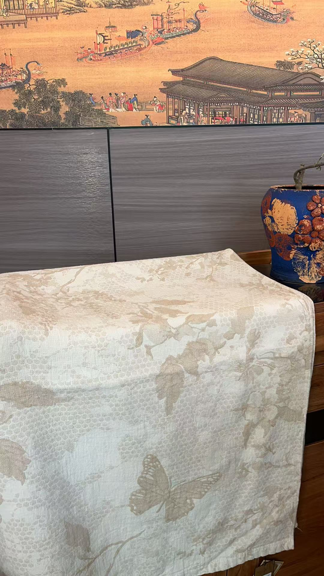 【DADONG·蝶影栖枝】150*200罗布麻纱布轻奢多功能可机洗