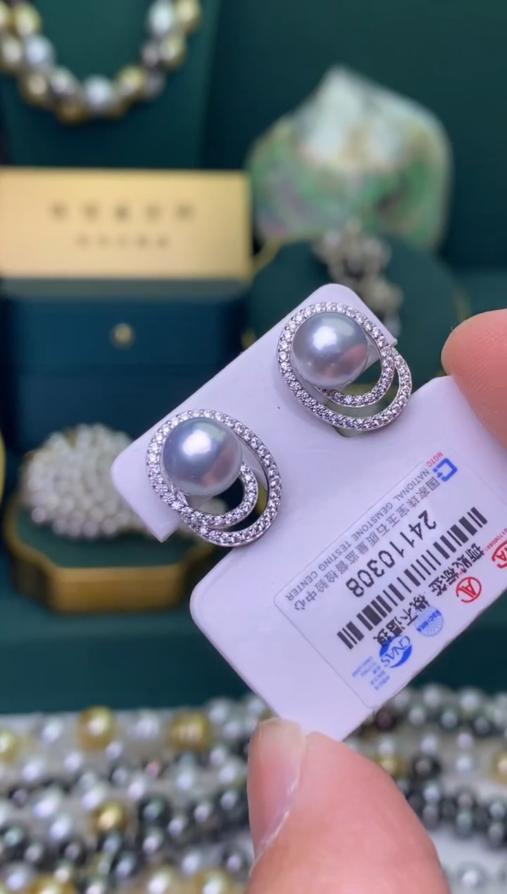 【闪购商品】海水珍珠耳饰银S925镶嵌1