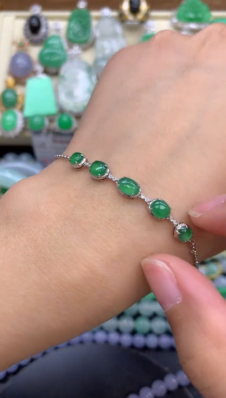 【闪购商品】翡翠手链18K金镶嵌229-中国好珍宝