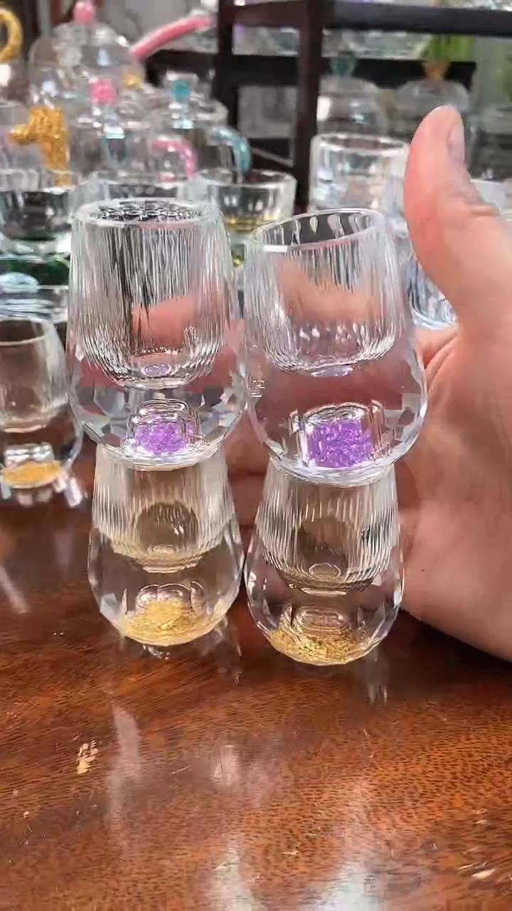 【闪购商品】玺宴新款水晶水滴杯紫罗兰2个+金箔2个