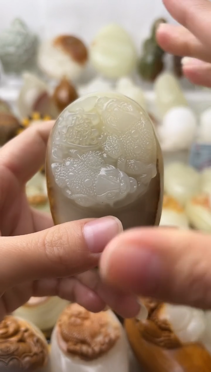 石材古青石棉纹正常不退换金蟾微瑕