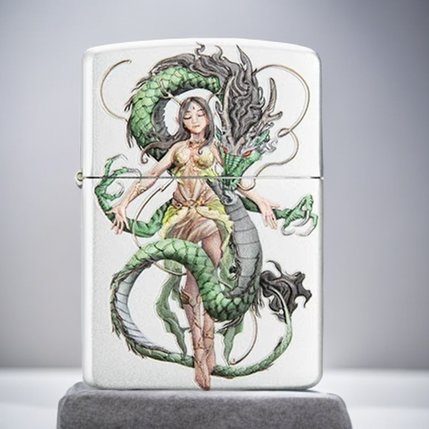 【CC】zippo打火机正品浮雕彩绘小龙女DY9910FD 279