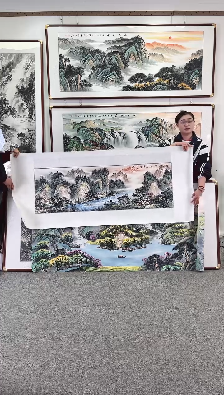 国画纯手绘168x62海纳百川