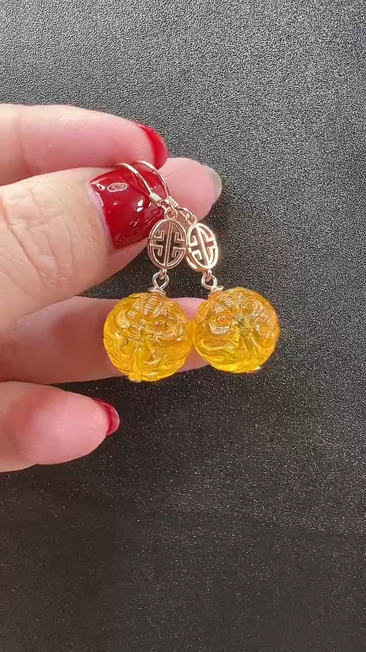 【闪购商品】琥珀耳饰未镶嵌耳环