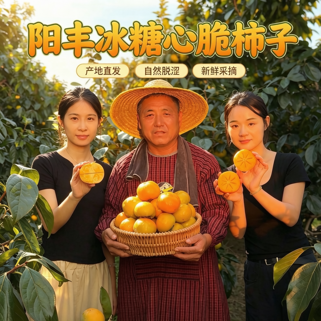 【阳丰脆柿】正宗山西冰糖心脆柿甜脆柿应季水果产地直发