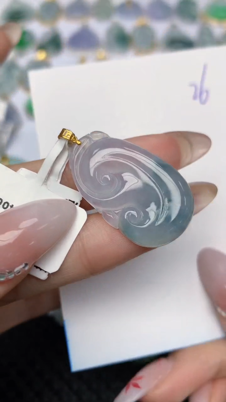 【闪购商品】翡翠颈饰18K金镶嵌天然翡翠A货 26