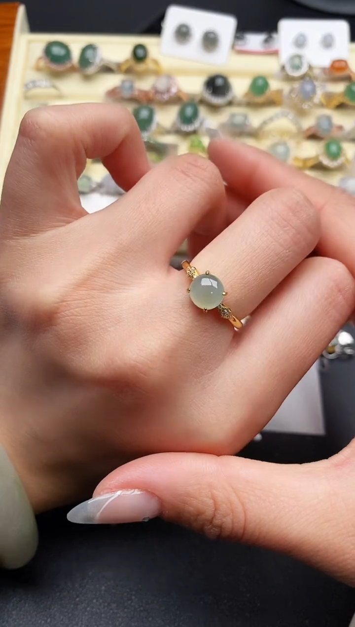 【闪购商品】翡翠戒指银S925镶嵌777777777+1