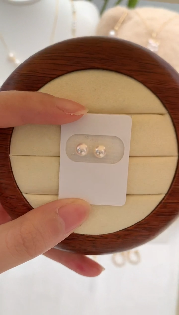 【闪购商品】海水珍珠耳饰18K金镶嵌5.5-6素钉