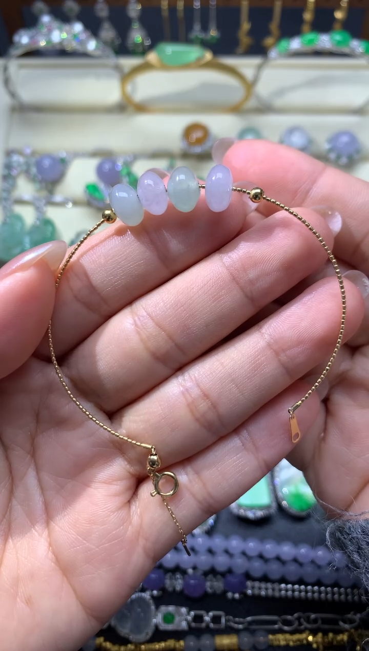 【闪购商品】翡翠颈饰18K金镶嵌手链