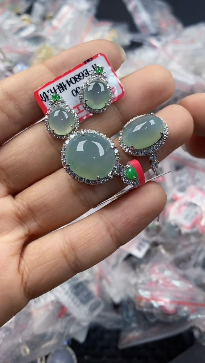 银S925镶嵌戒指翡翠333----2