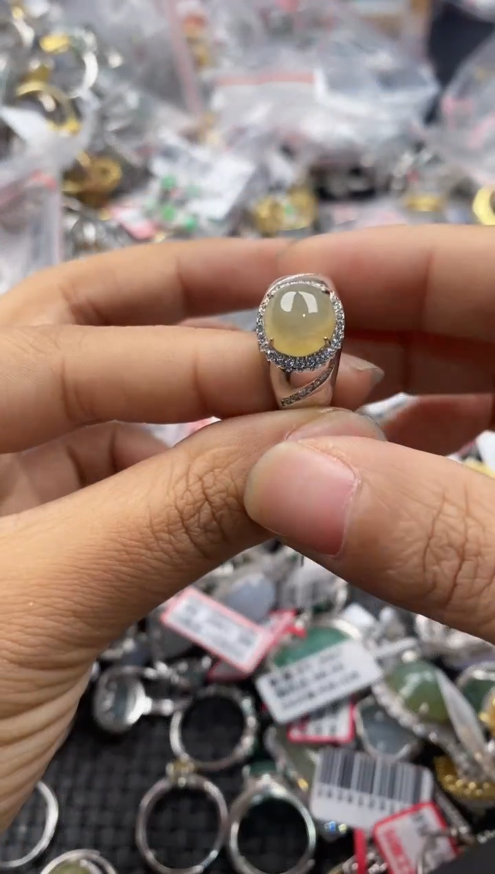 银S925镶嵌戒指翡翠3333----9