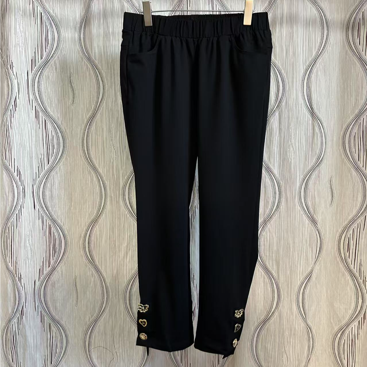 （M0）胖人坊大码女装复古钉扣小脚裤845  衣长95