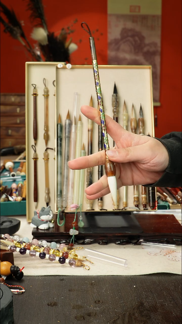 31号孤品高货毛笔链接 清水试笔 蘸墨不退