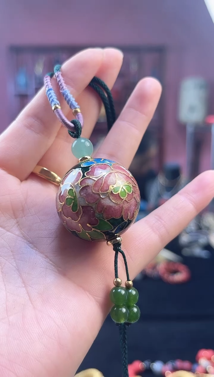 毕*娟非遗 景泰蓝3.0大珠 银兰墨绿