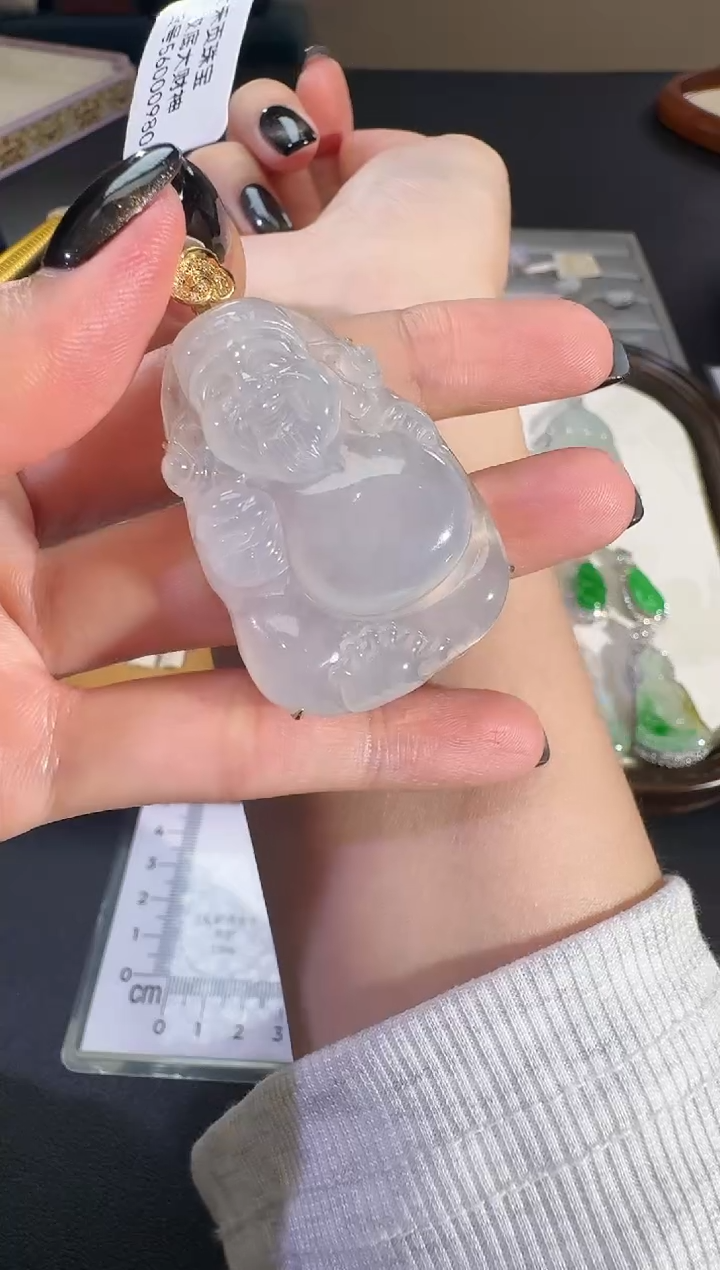 吊坠(不含链)18K金镶嵌翡翠【源头工厂】钻石镶嵌