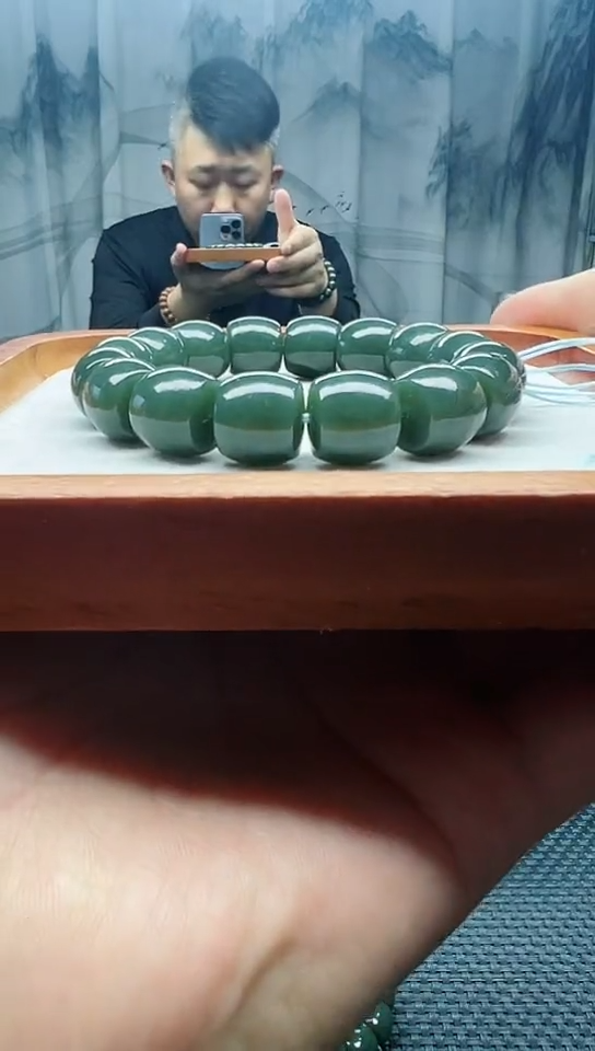 未镶嵌手串和田玉且末正蓝直切卡14纯天然拍一发一