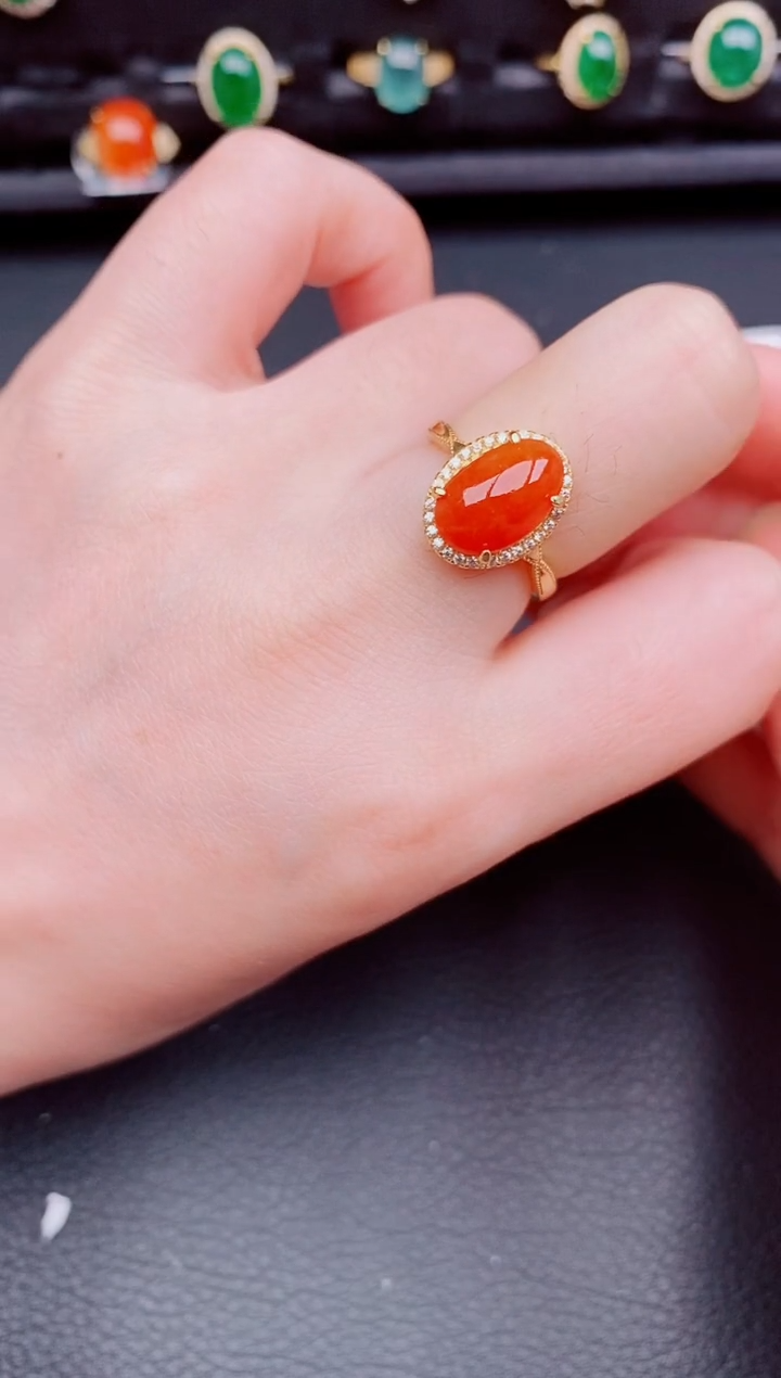 【闪购商品】翡翠戒指银S925镶嵌天然a货翡翠256