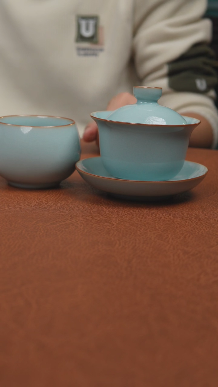 【闪购商品】杯汝州原产地原矿釉天青元宝+杯子