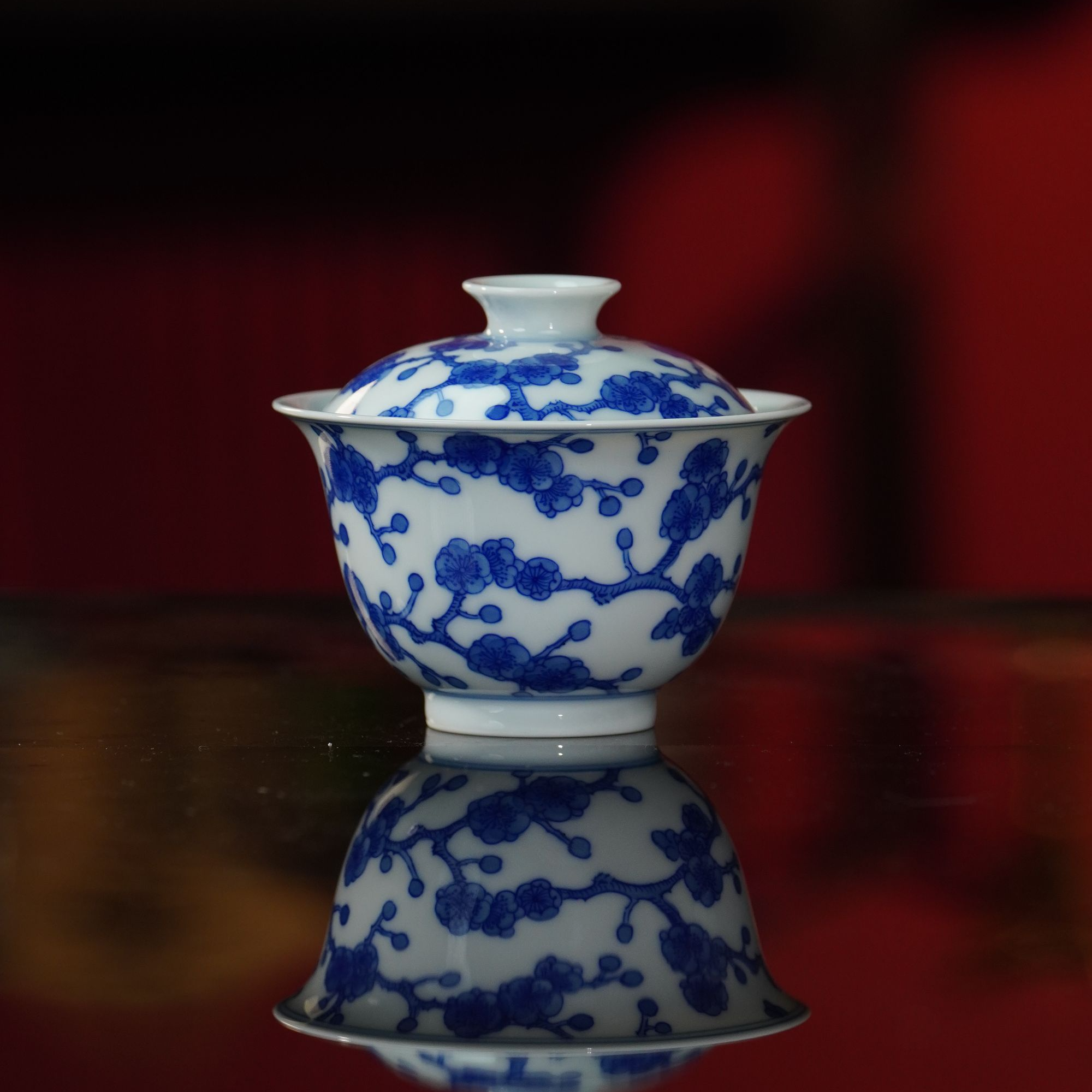 一儒堂  青花冰梅盖碗