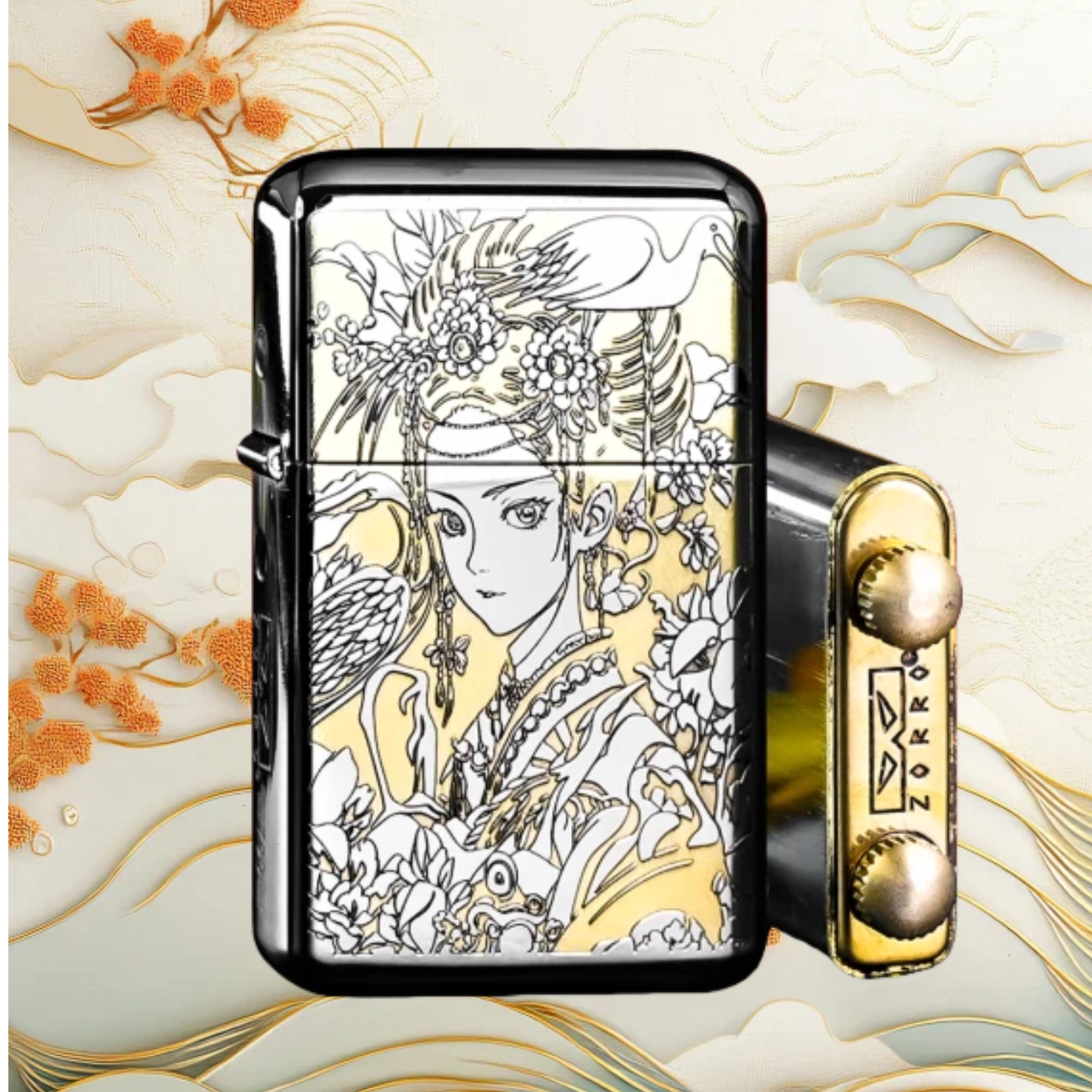 Z-790 白镍古典美女煤油防风打火机无油 