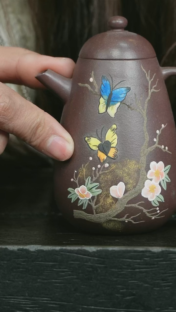 【闪购商品】紫砂茶壶天青泥绘高龙蛋