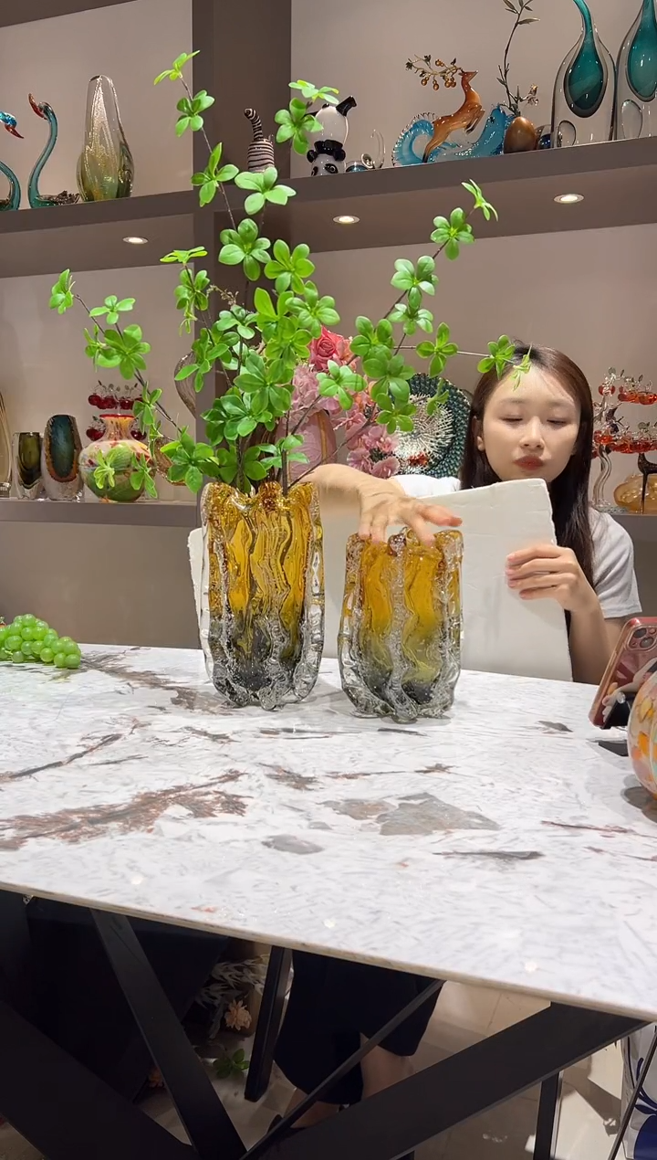 渐变气泡花瓶一对 现货