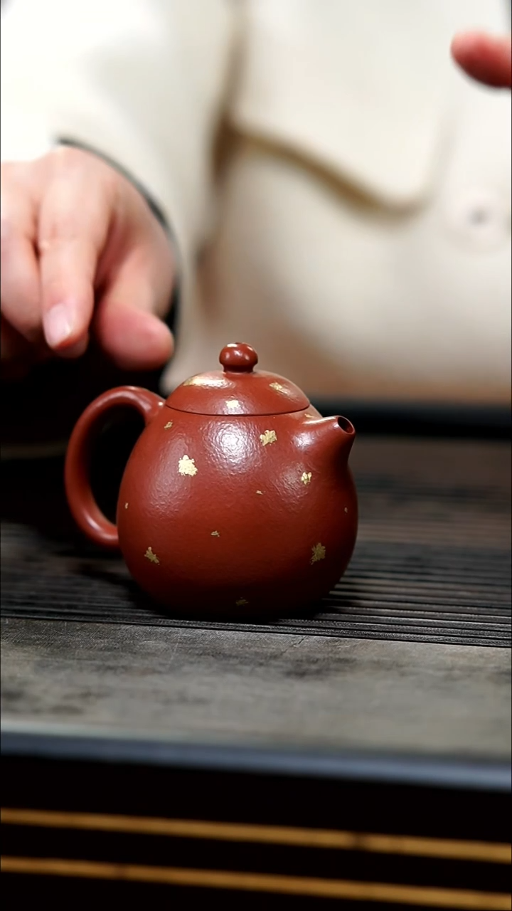 【闪购商品】紫砂茶杯全手洒金朱泥大红袍小龙蛋150cc