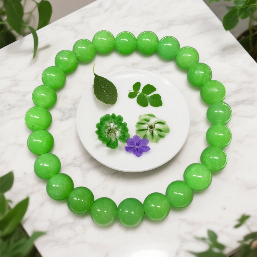 小白精选2001嫩草绿8mm圆珠单圈精美手串