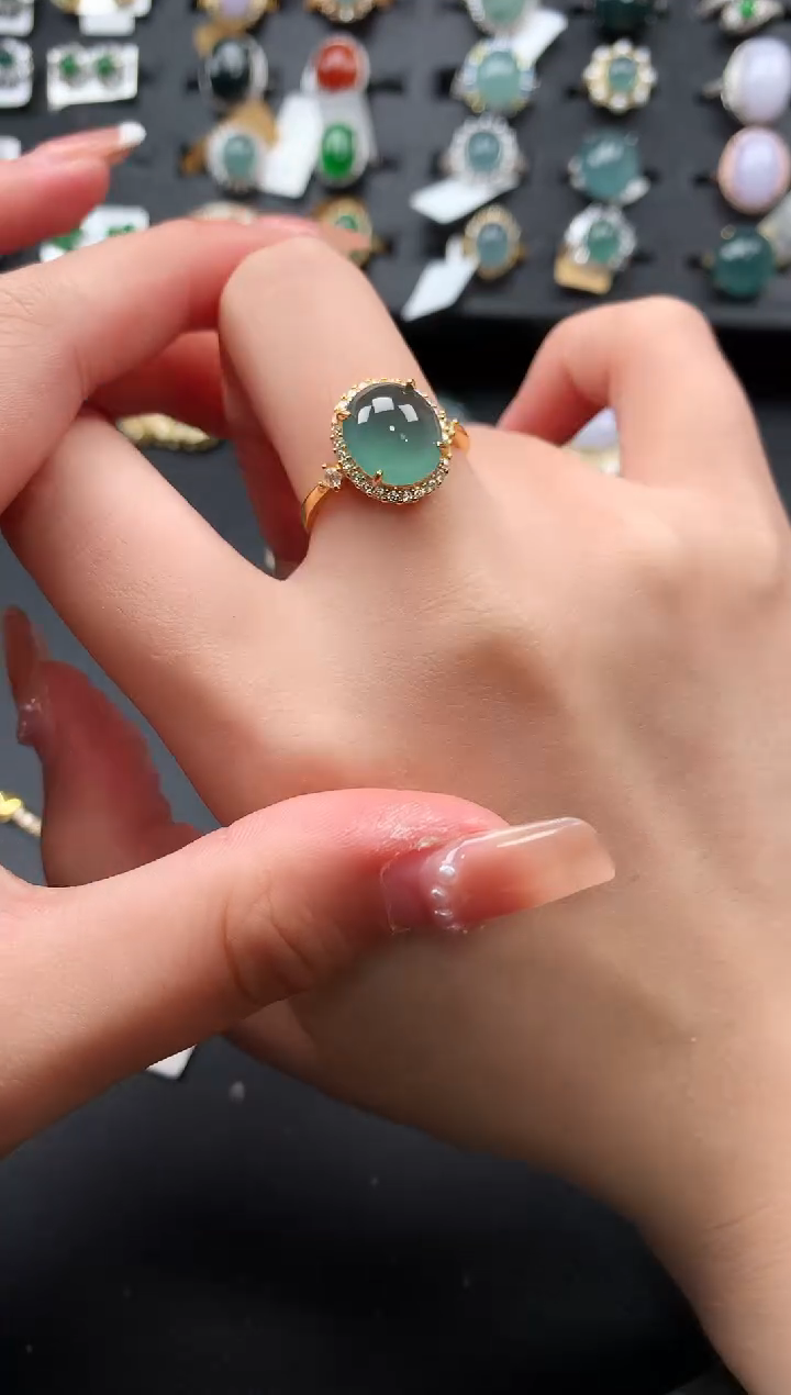 【闪购商品】翡翠戒指银S925镶嵌52141
