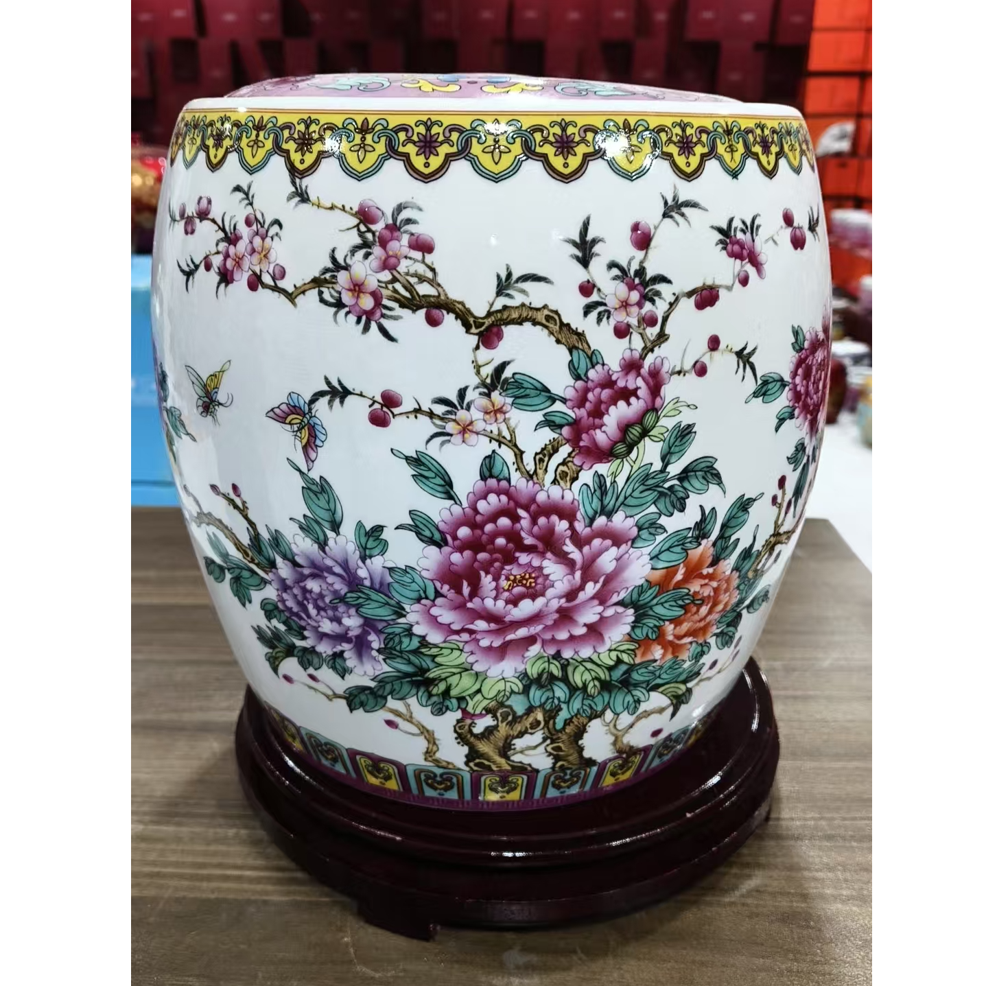 【张氏御瓷】春色满天25斤装储物罐+底座