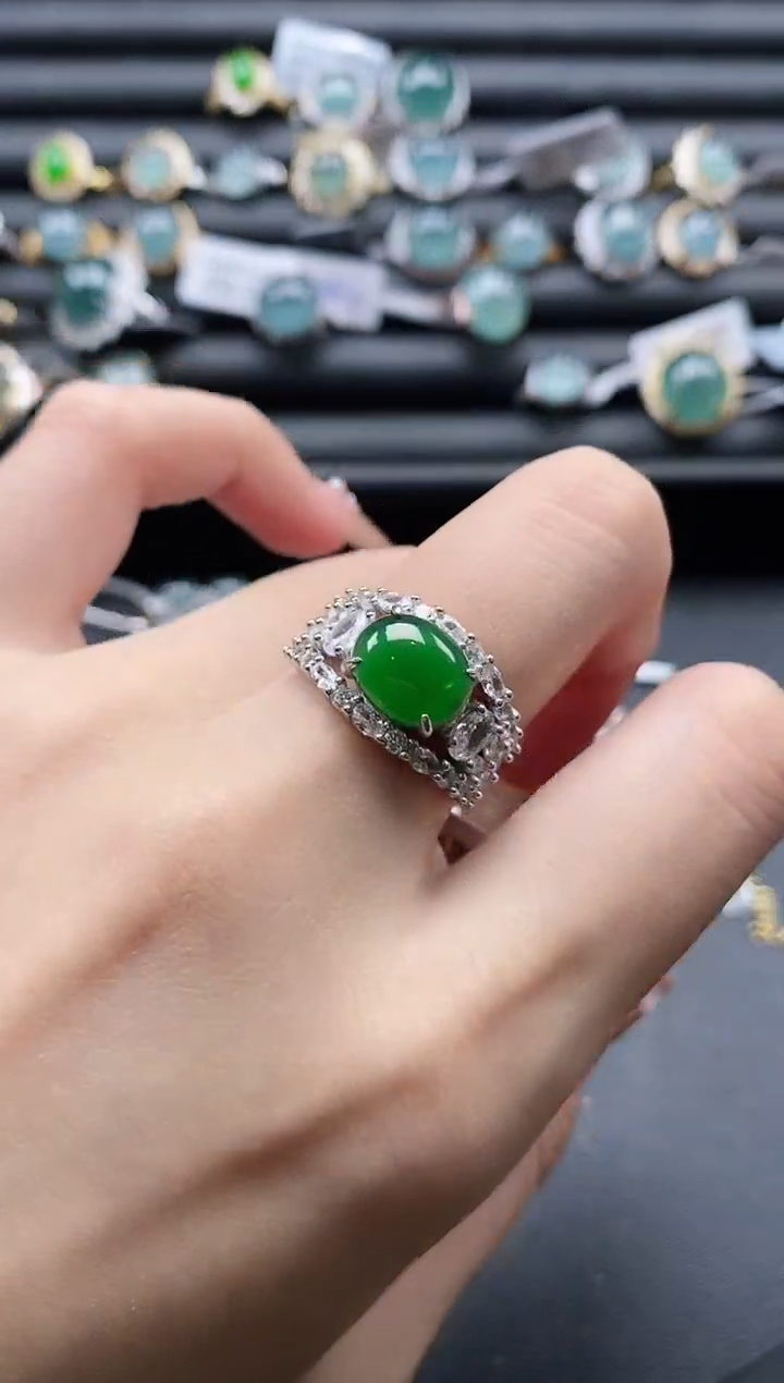 【闪购商品】翡翠戒指银S925镶嵌11111