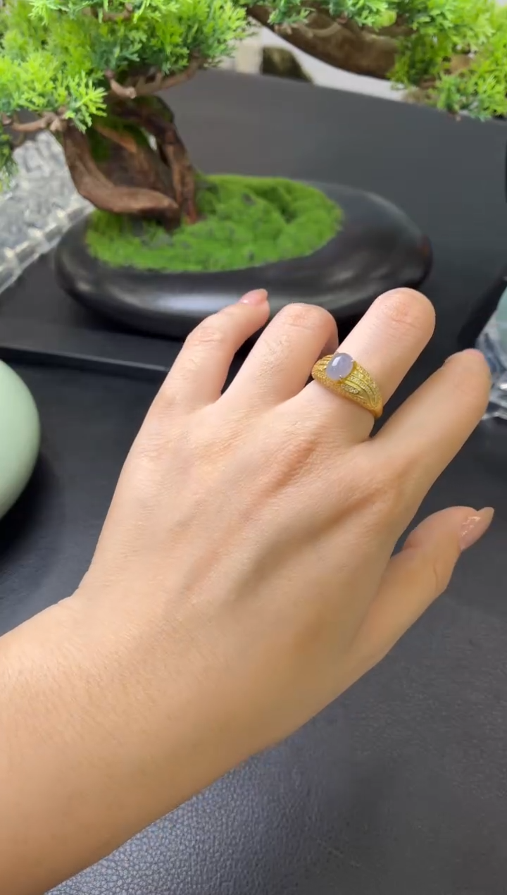 翡翠戒指银S925镶嵌戒指