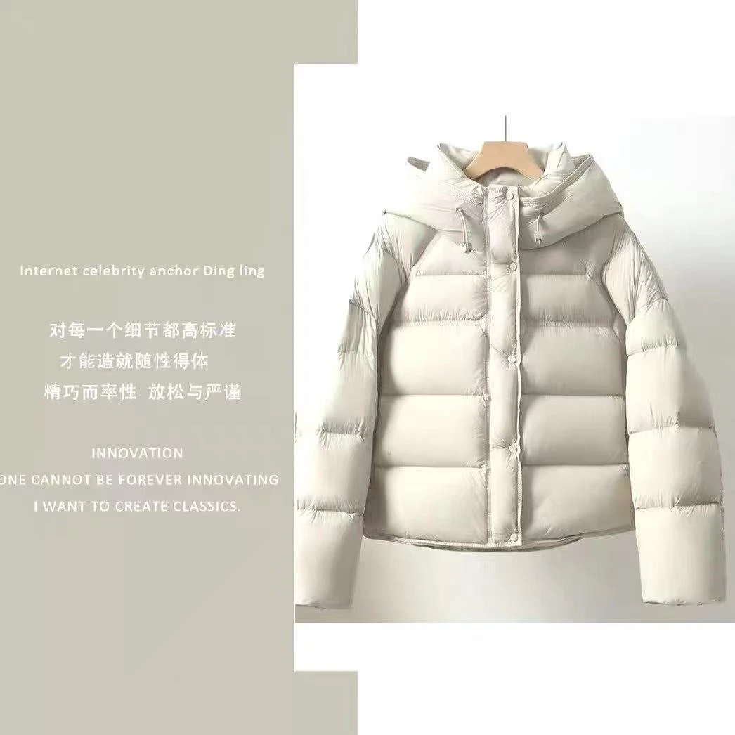 【五格充绒200克】90白鹅绒！云朵泡芙短款加厚连帽保暖羽绒服kk