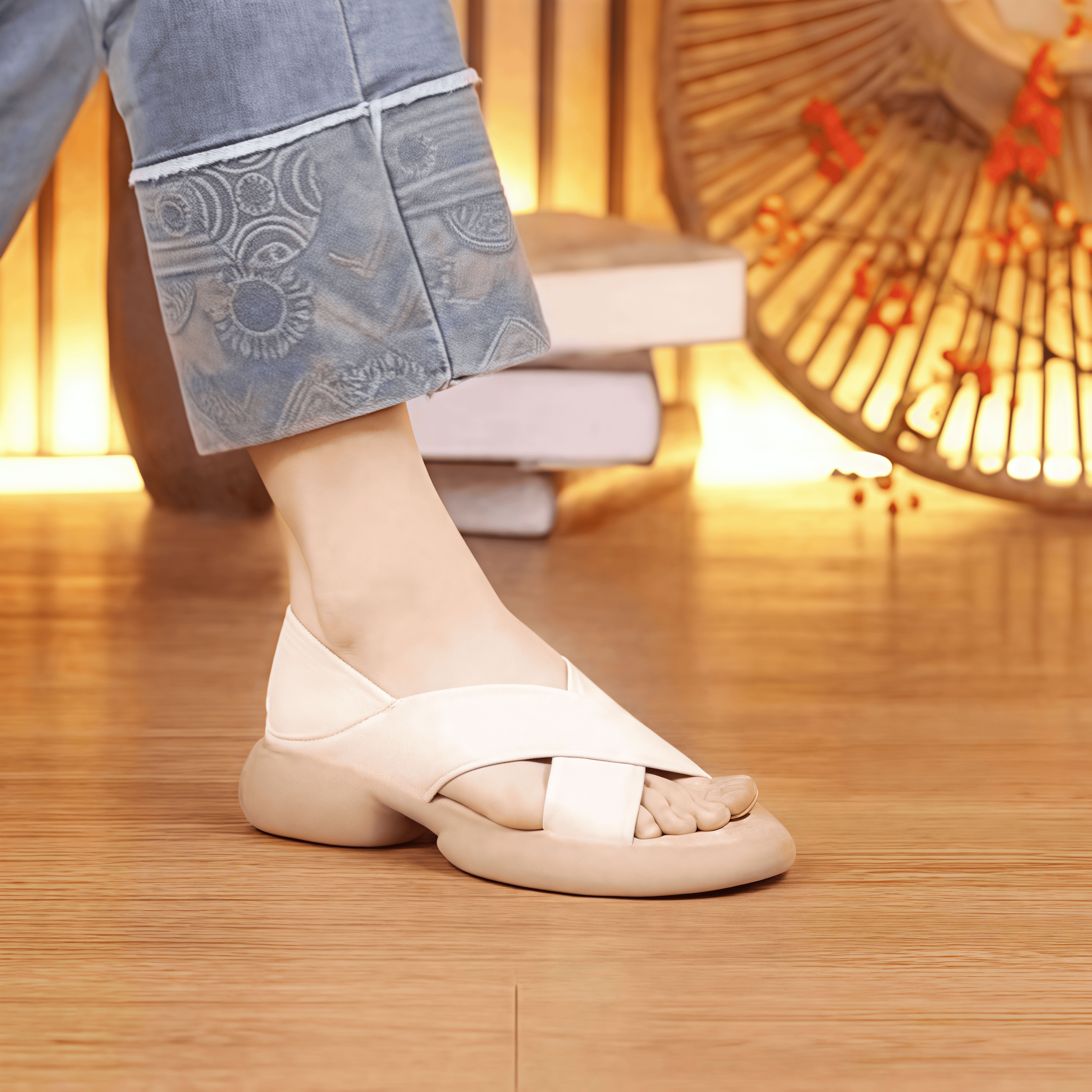 真皮平底凉鞋女2025新款夏季外穿休闲凉拖鞋软底不累脚妈妈沙滩鞋