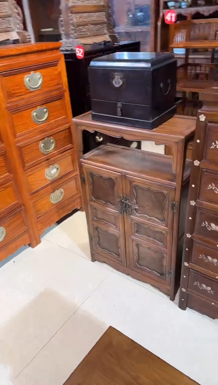【闪购商品】木木艺缅花镶嵌金丝楠面板柜一对3700.888