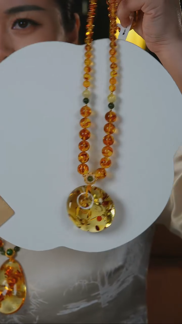 琥珀（花珀）项链未镶嵌花珀平安扣