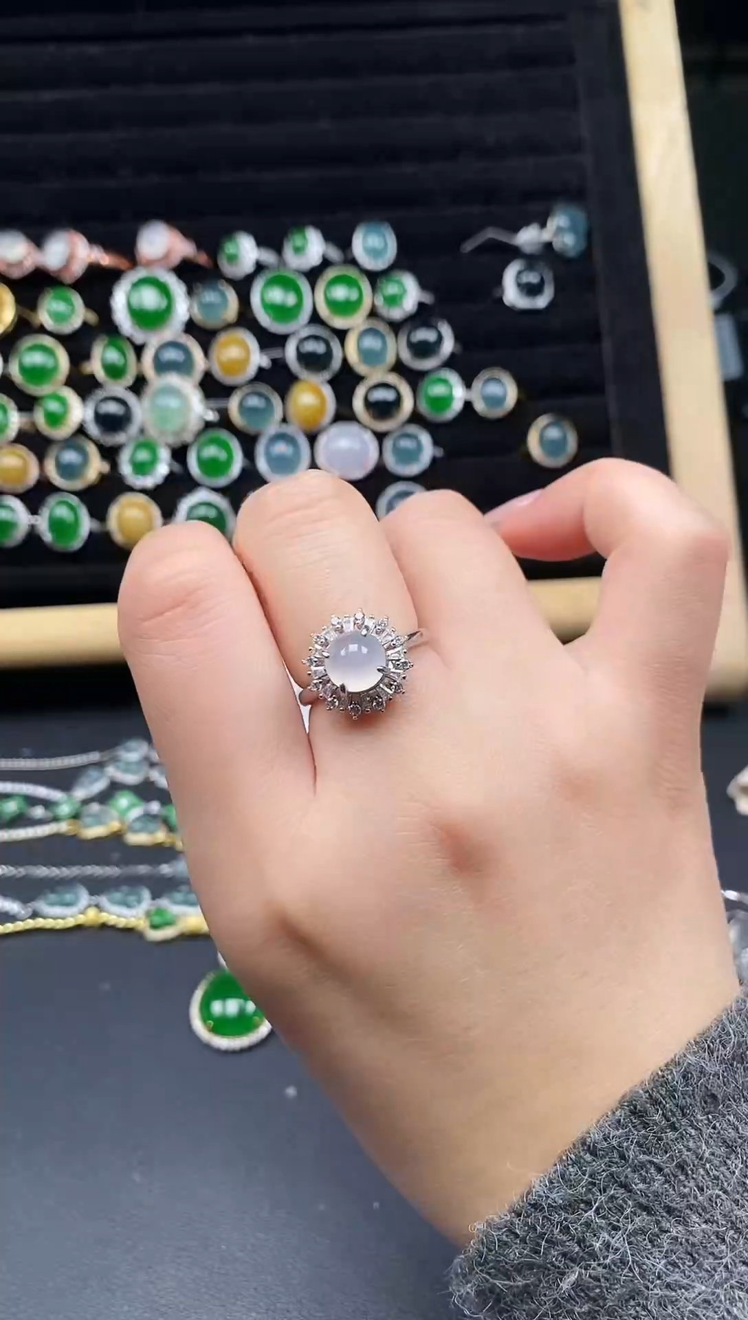 银S925镶嵌戒指翡翠111