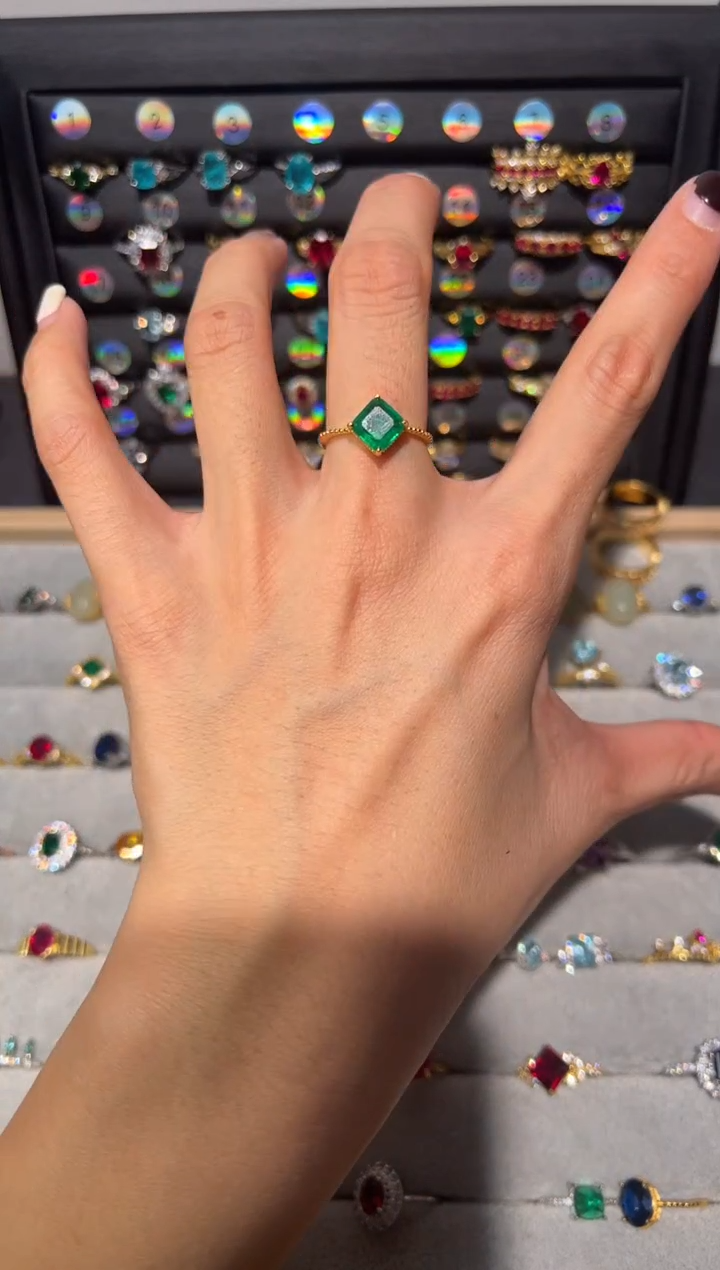 【闪购商品】祖母绿戒指银S925镶嵌0000