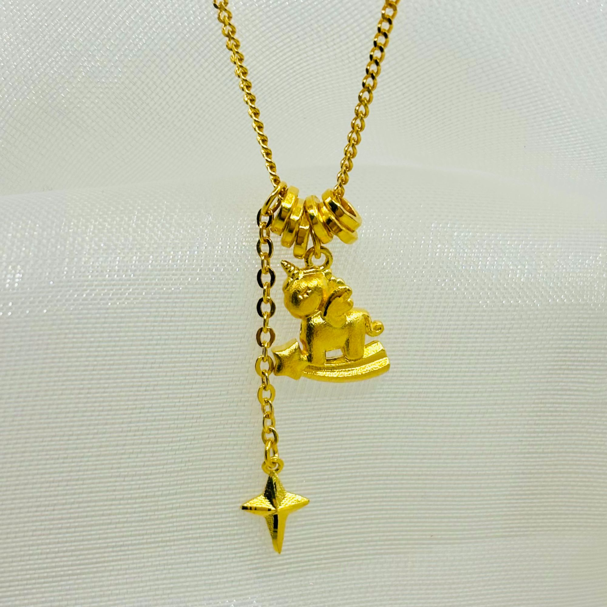 SUNFEEL/赛菲尔【二店】足金999流星小马黄金项链流苏礼物推荐精致