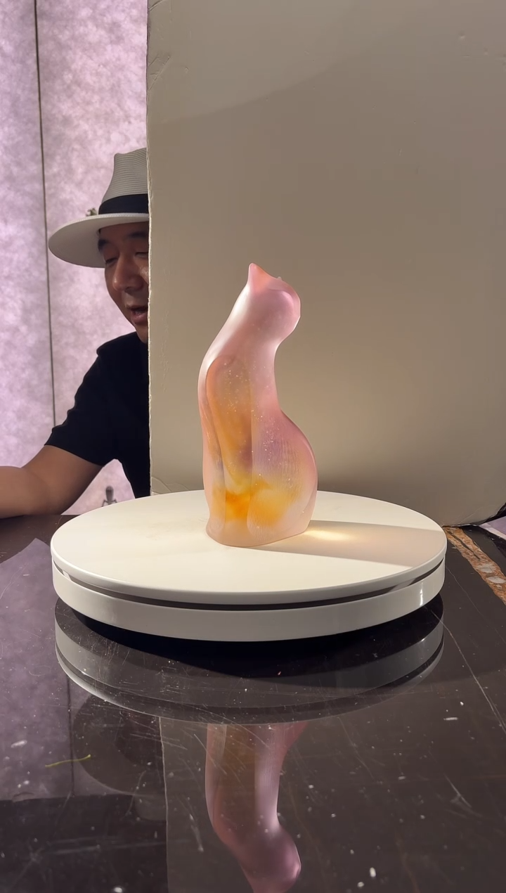 CS0202039水晶琉璃艺术家的猫摆件
