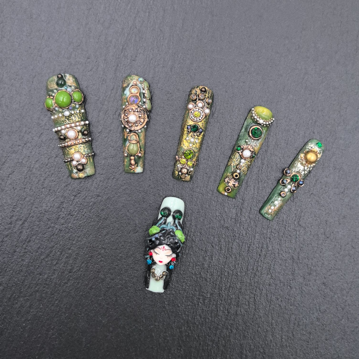 安夏 青衣珠翠12 纯手工穿戴甲重工小众