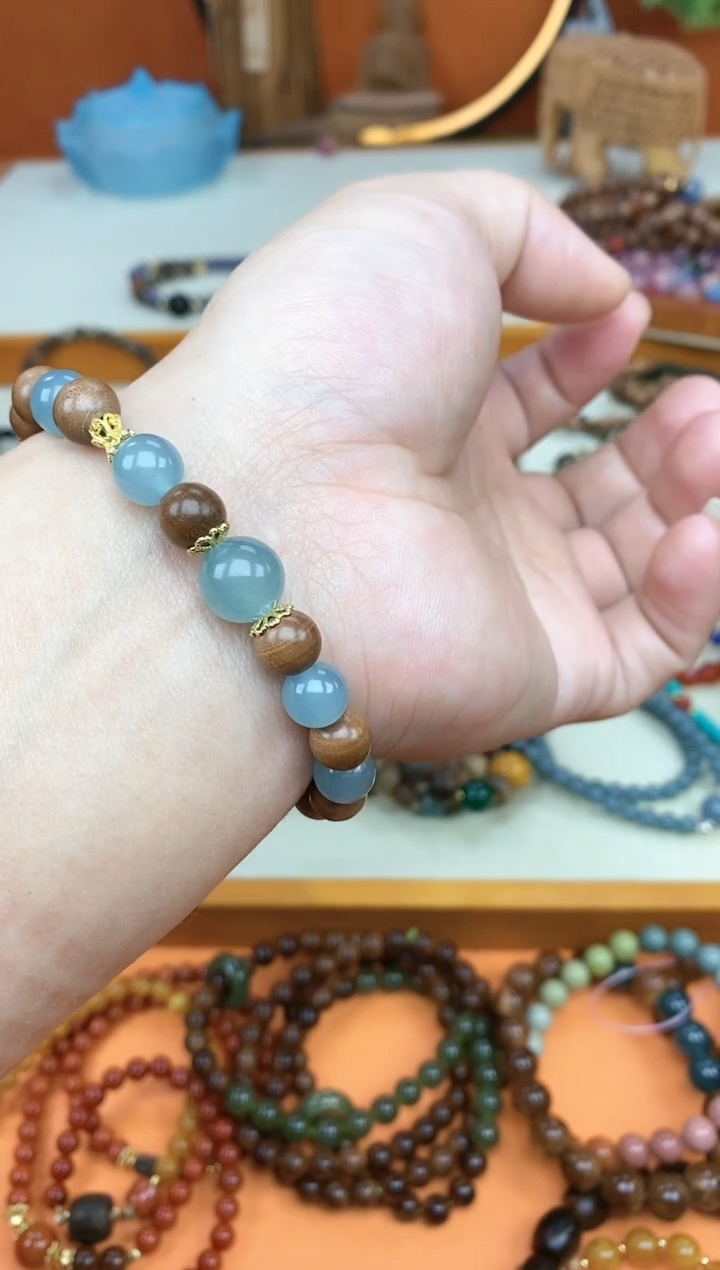 【闪购商品】檀香木手串未镶嵌单圈老山檀蓝水手串