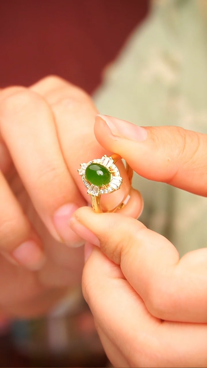 银S925镶嵌戒指和田玉A11