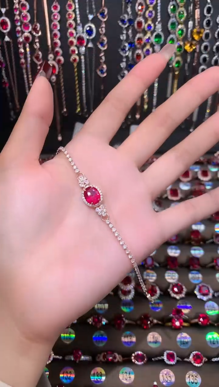 【闪购商品】红宝石手链银S925镶嵌玫瑰金