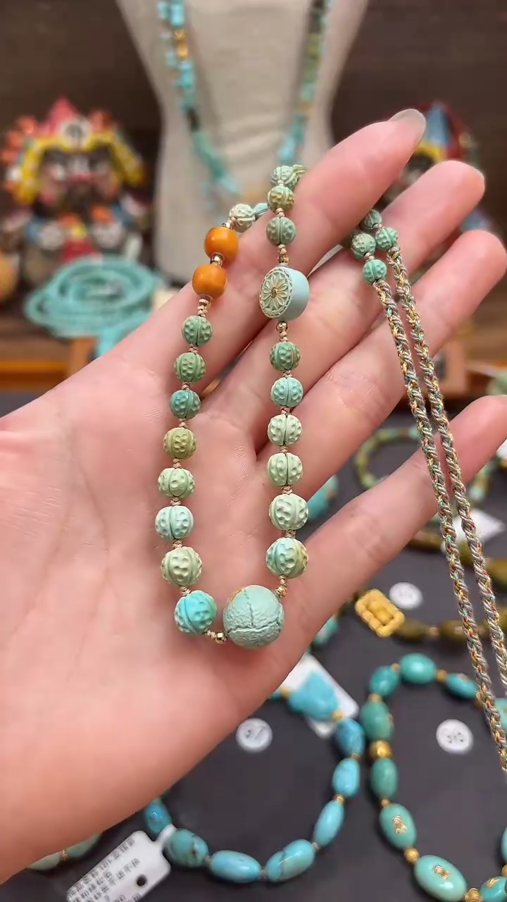 绿松石18K金镶嵌颈饰绿松石项链