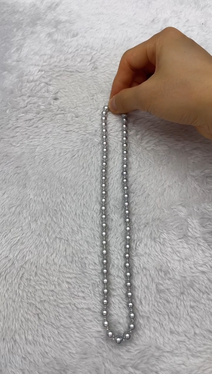 海水珍珠银S925镶嵌项链AK真多麻6.5-7mm