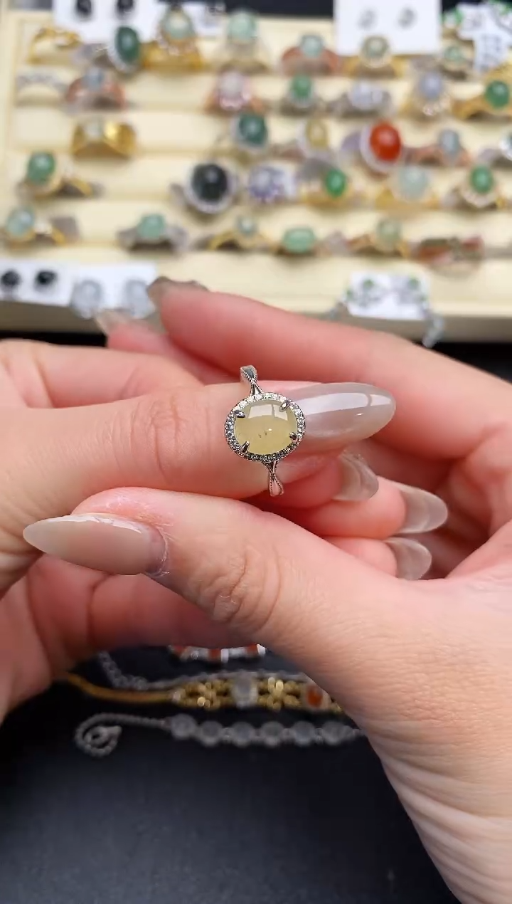 【闪购商品】翡翠戒指银S925镶嵌33333333+4