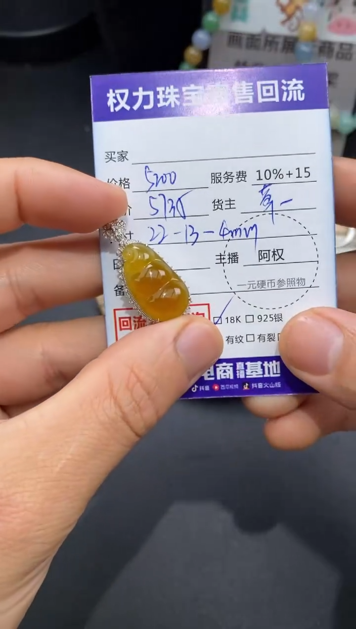 【闪购商品】翡翠颈饰18K金镶嵌寄售不退换