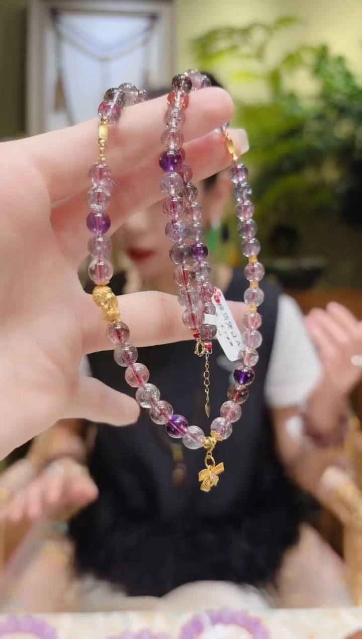 【闪购商品】水晶项链18K金镶嵌蝴蝶结超七项链